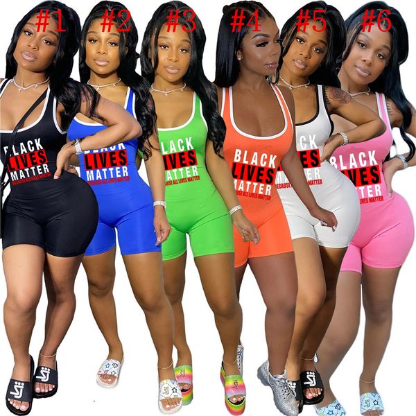 black lives matter summer women tank jumpsuits letters rompers sleeveless tank vest skinny bodysuits black overalls 6 colors d61905, White